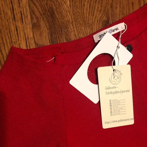 Red Ribbed Body Con Dress with Long Sleeves Size Large - Picture 5 of 7